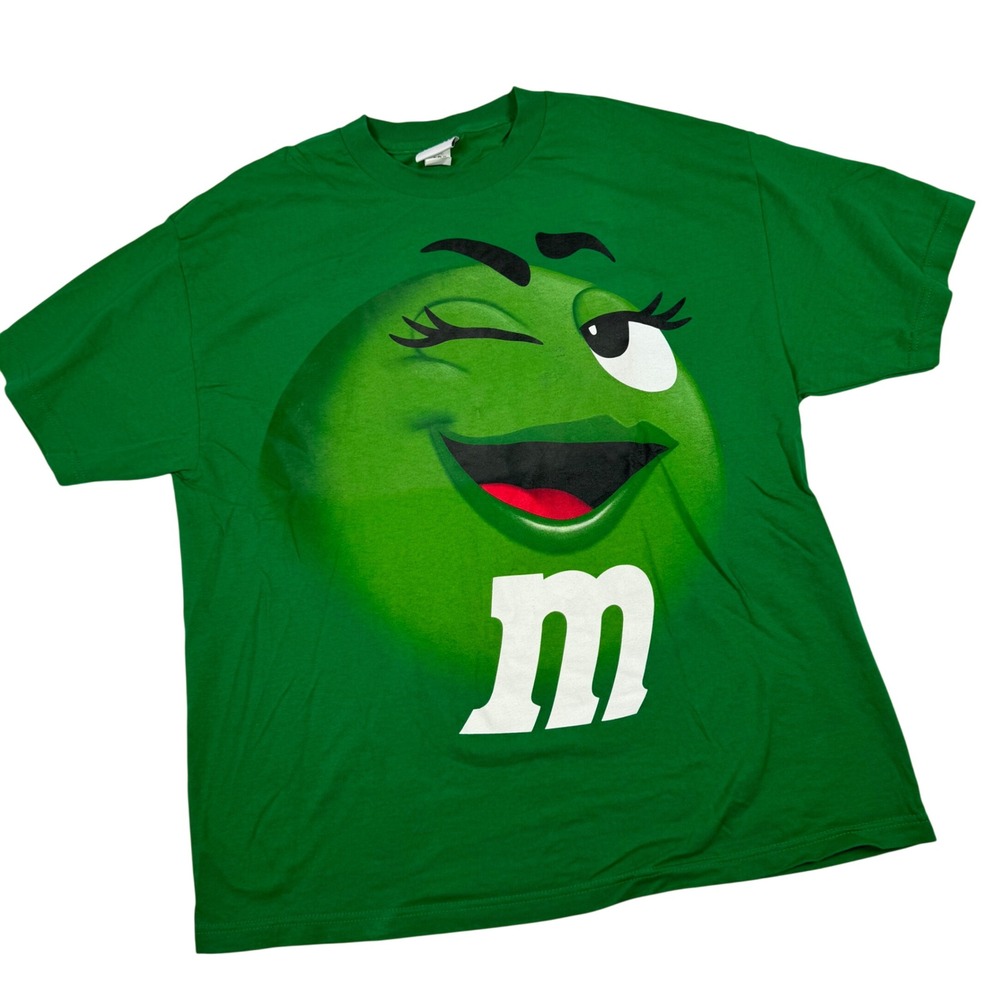2009 M&M's T-Shirt Adult XL MS Green Winking Candy Streetwear Kidcore Novelty